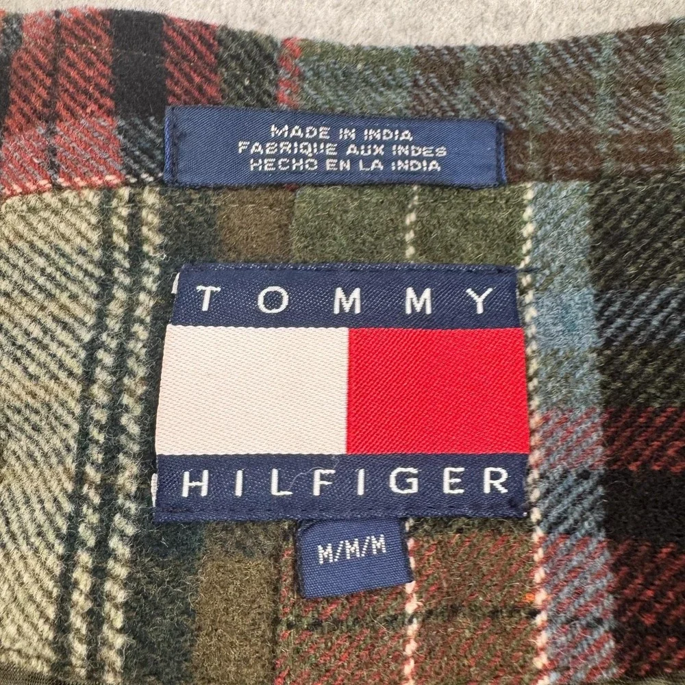 Tommy Hilfiger Vest Mens Medium Multicolor Plaid Wool Waistcoat Belted Lined